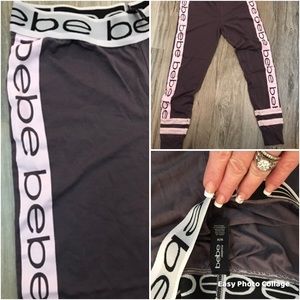 NWOT Bebe Size medium orchid color with baby pink on the side joggers